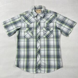Vintage Wrangler‎ Western Pearl Snap Shirt Men Medium Plaid Double Sawtooth